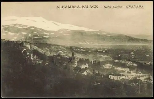 Postale Granada Granada ALHAMBRA-PALACE Hotel Casino GRANADA 1914