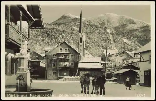 Ansichtskarte Garmisch-Partenkirchen mit Berg Wank 1937   gel Olympia-Stempel