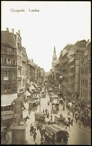 Postcard London Cheapside Geschäfte Kutsche 1928