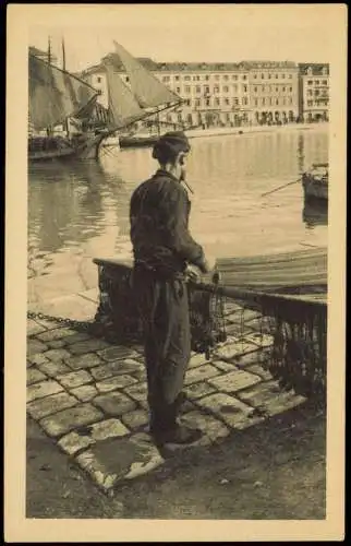 Postcard Split Split Fischer am Hafen 1928