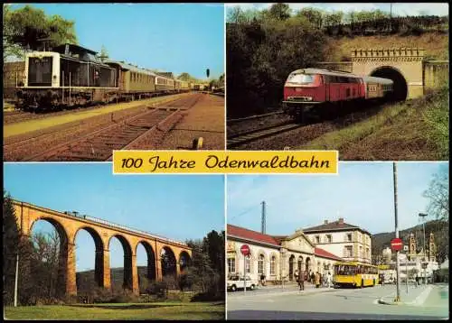 Ansichtskarte  Mehrbildkarte Eisenbahn Züge: 100 Jahre Odenwaldbahn 1982