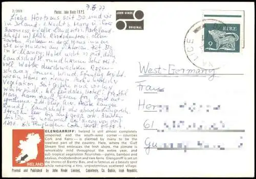 Postcard Glengarriff Mehrbildkarte mit 4 Ortsansichten 1977