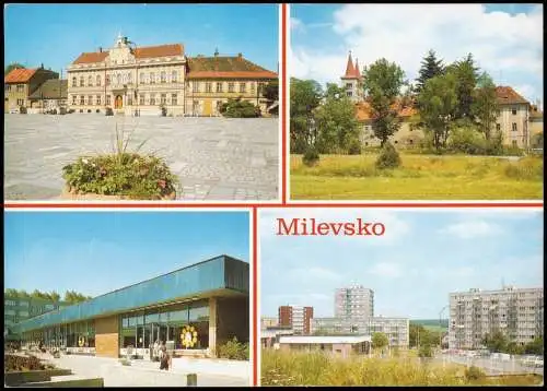 Postcard Mühlhausen Milevsko Mehrbildkarte mit 4 Ortsansichten 1990