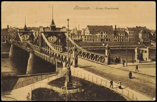 Ansichtskarte Bremen Große Weserbrücke 1916  gel. Feldpost