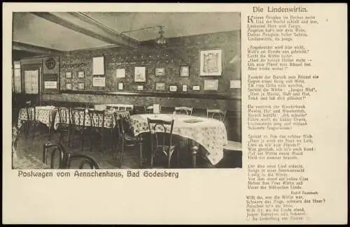 Ansichtskarte Bad Godesberg-Bonn Gasthof zur Lindenwirtin, Gastraum 1928