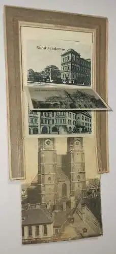 Ansichtskarten München Frauenkirche Leporello mechanische Ansichtskarte 1912