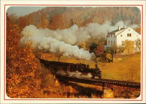 Ansichtskarte Wolkenstein Dampflokomotive - Preßnitztal 1985