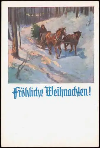 Ansichtskarte  Weihnachten Christmas Pferdeschlitten mit Weihnachtsbaum 1940