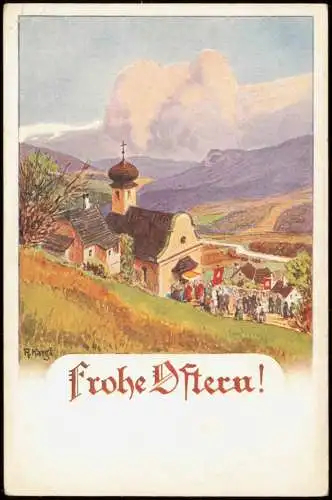 Ansichtskarte  Ostern Easter Kirchgang DeutscherSchulverein Südmark 1928