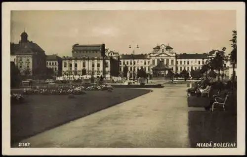 Postcard Jungbunzlau Mladá Boleslav Parkanlage Pavillon - Platz 1934