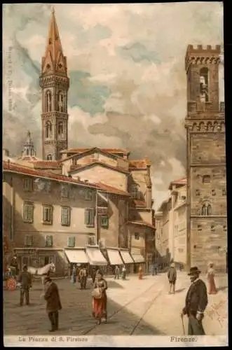 Cartolina Florenz Firenze La Piazza di S. Firenze (Künstlerkarte) 1900