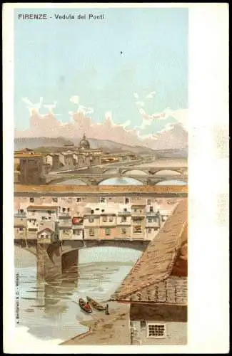 Cartolina Florenz Firenze Veduta dei Ponti (Künstlerkarte) 1900