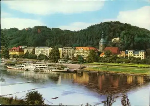 Ansichtskarte Bad Schandau Elbe Partie Schiff Anlegestelle DDR AK 1983