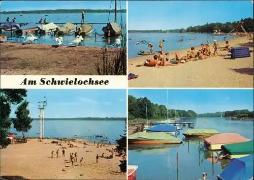 Schwielochsee Kleiner Bootshafen mit Steg  Badestrand Gästen, Strand m 1985