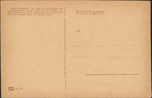 Ansichtskarte Bingen am Rhein Burg / Schloss Rheinstein - Künstlerkarte 1913