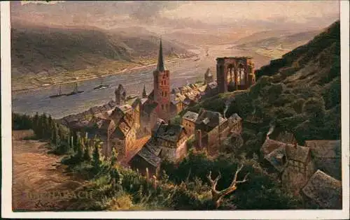 Ansichtskarte Bacharach Panorama-Ansichten Gemälde 1914