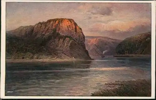 St. Goarshausen Loreleyfelsen am Rhein LORELEY (Künstlerkarte) 1910