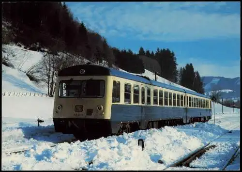 DB diesel-hydraul Triebwagenzug 628 015-0  Bhf. Sibratshofen Kempten Isny 1982