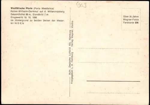 Porta Westfalica Panorama Westfälische Pforte Denkmal auf   Wittekindsberg 1960