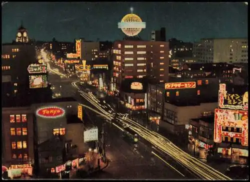 Tokio Tōkyō (東京) Stadtteilansicht, Ginza Street by night 1960