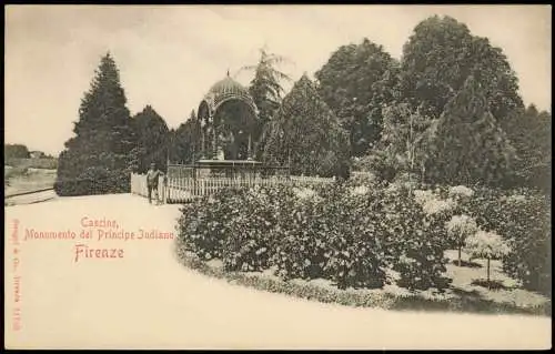 Cartolina Florenz Firenze Cascine Monumento del Principe Jndiano 1900