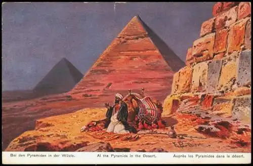 Kairo القاهرة At the Pyramids in the Desert Pyramiden in der Wüste 1910