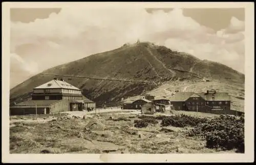 Krummhübel Karpacz Schneekoppe Śnieżka Krkonoše Obří bouda se Sněžkou 1930