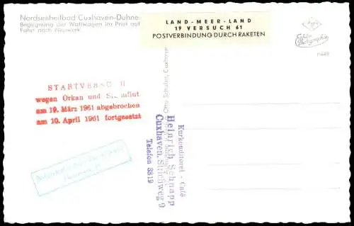 Duhnen-Cuxhaven Wattwagen  Neuwerk 1961 Stempeln Abruch nach Orkan u Sturmflut