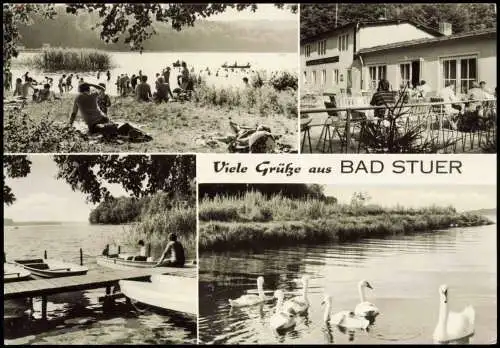 Bad Stuer DDR Mehrbildkarte mit Ortsansichten vom See Am Plauer See 1975