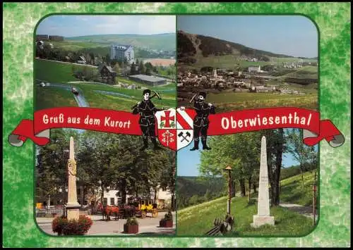 Oberwiesenthal Mehrbildkarte   Sommerrodelbahn Markt mit Postmeilensäule 2000