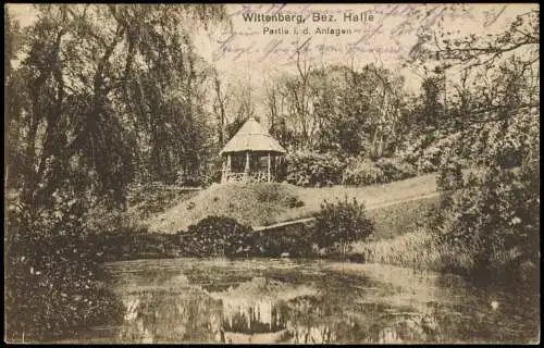 Ansichtskarte Lutherstadt Wittenberg Partie in den Anlagen - Pavillon 1919