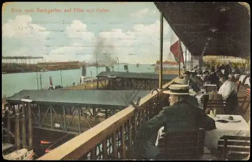 Ansichtskarte St. Pauli-Hamburg Restaurant Landungsbrücken Dachterrasse 1919