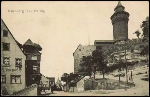 Ansichtskarte Nürnberg Straßenpartie - Freiung 1913