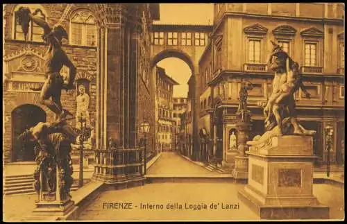 Cartolina Florenz Firenze Interno della Loggia de' Lanzi 1910