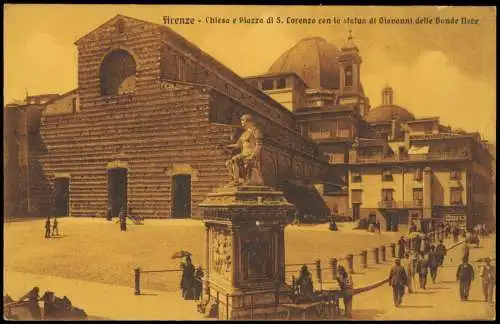 Florenz Firenze Chiesa e Piazza di S. Lorenzo con la statua di Giovanni   1910