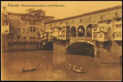 Florenz Firenze Brücke Bridge Ponte Vecchio dalla via Archibusieri 1910