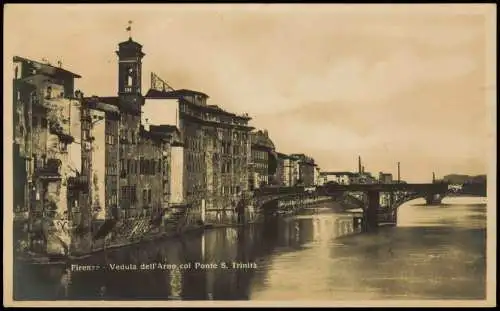 Florenz Firenze Firenze Veduta dell'Arno col Ponte S. Trinità 1920