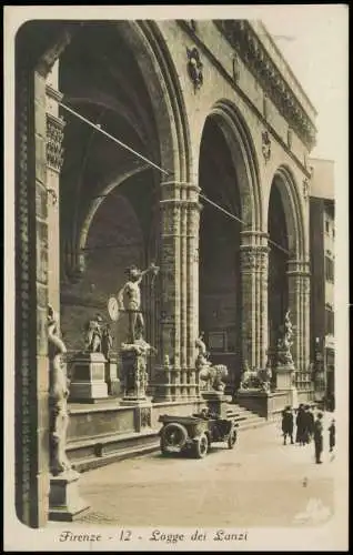 Cartolina Florenz Firenze Logge dei Lanzi, altes Auto Oldtimer 1926