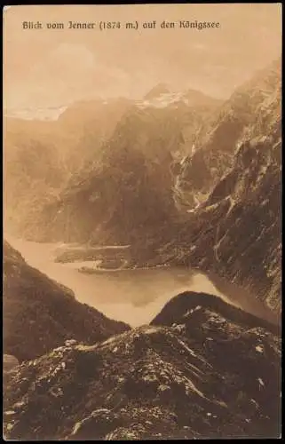 Ansichtskarte Schönau am Königssee Blick vom Jenner auf den Königssee. 1918