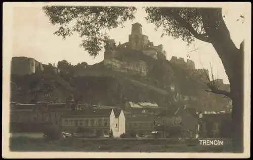 Trentschin Trenčín | Trencsén | Laugaricio Fotokarte Stadtpartie und Burg 1926