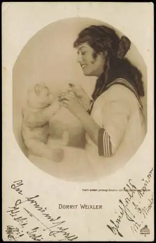 Ansichtskarte  Film Schauspieler DORRIT WEIXLER mit Teddybär 1923