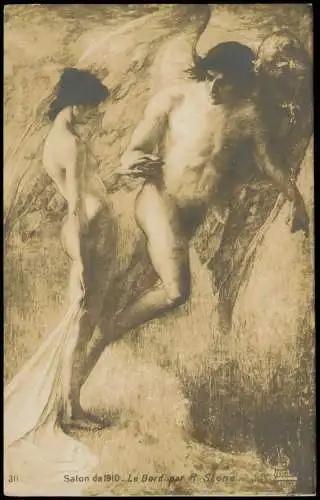 Ansichtskarte  Salon de 1910 Le Bord par R. Stone Erotik nackt nude 1908