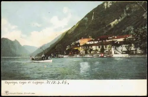 Ansichtskarte Caprino TI Bz. Lugano Schiff Lago 1906