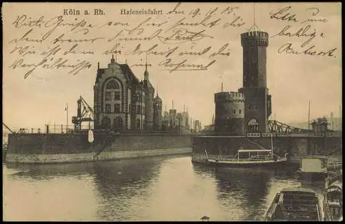 Ansichtskarte Köln Hafeneinfahrt 1905