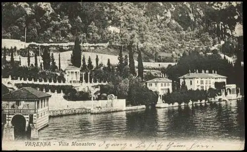 Cartolina Varenna Pr. Lecco Villa Monastero 1909