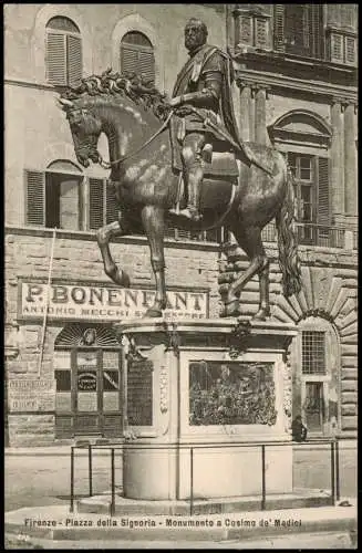 Florenz Firenze Piazza della Signoria Monumento a Cosimo de' Medici 1910