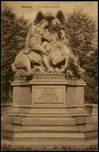 Ansichtskarte Hamburg Krieger-Denkmal Partie am Kriegerdenkmal 1920