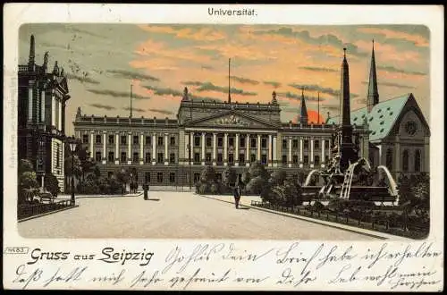 Ansichtskarte Litho AK Leipzig Universität Sonnenaufgang 1899