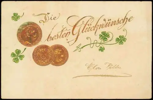 Münzen Kaiser Gold beste Grüße Kleeblatt Shamerock 1903 Goldprägung