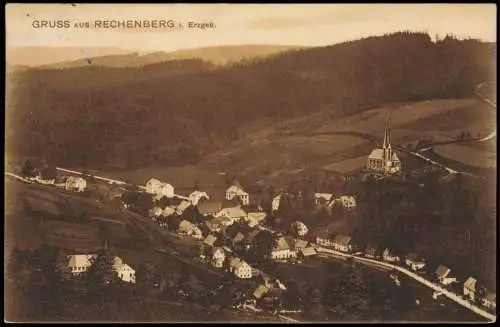 Ansichtskarte Rechenberg-Bienenmühle Blick auf die Stadt 1915